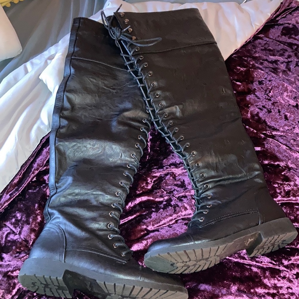Faux leather over the boots